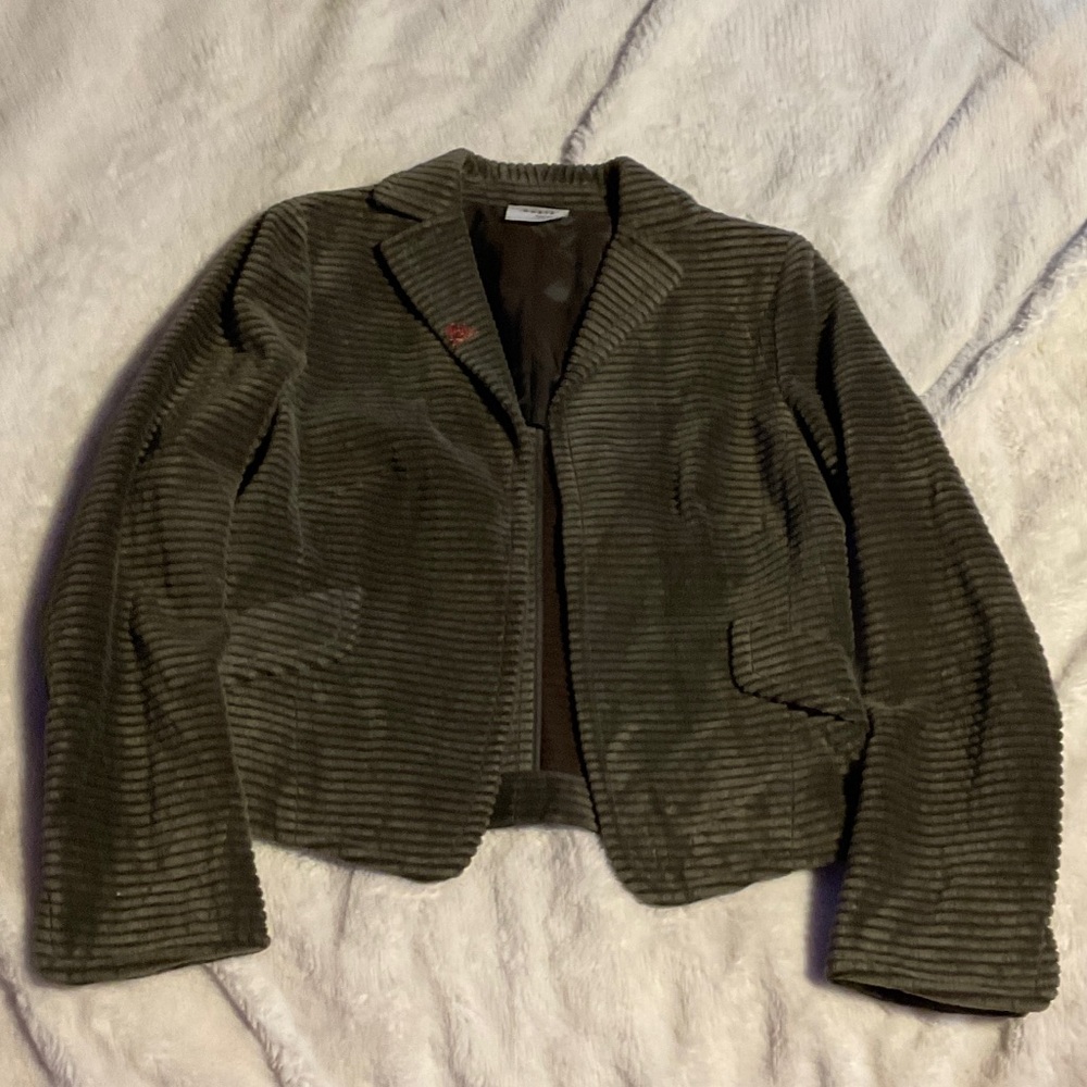 Akris Punto Olive Ribbed Corduroy Tailored Blazer